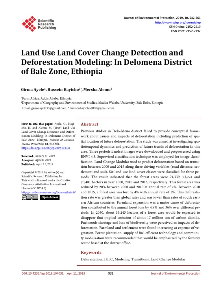 Land Use Land Cover Change Detection and Deforesta | PDF ...