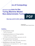 CS 3313 Foundations of Computing: Modifications To The Turing Machine Model: Non-Deterministic Turing Machine