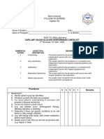 Capillary Blood Glucose Performance Checklist: Numerical Rating Adjectival Description Description