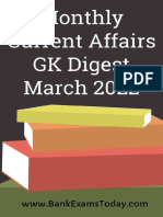 Monthly Current Affairs GK Digest March 2022