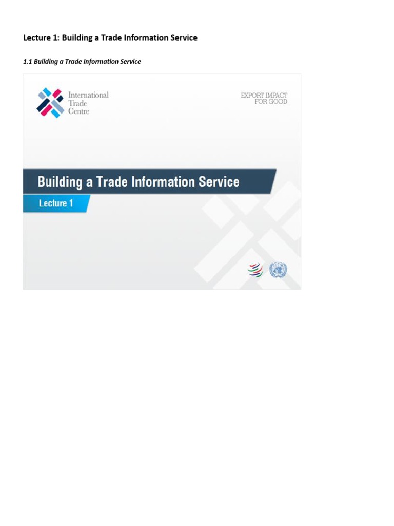 Understanding Trade Information Services | PDF | Market (Economics ...