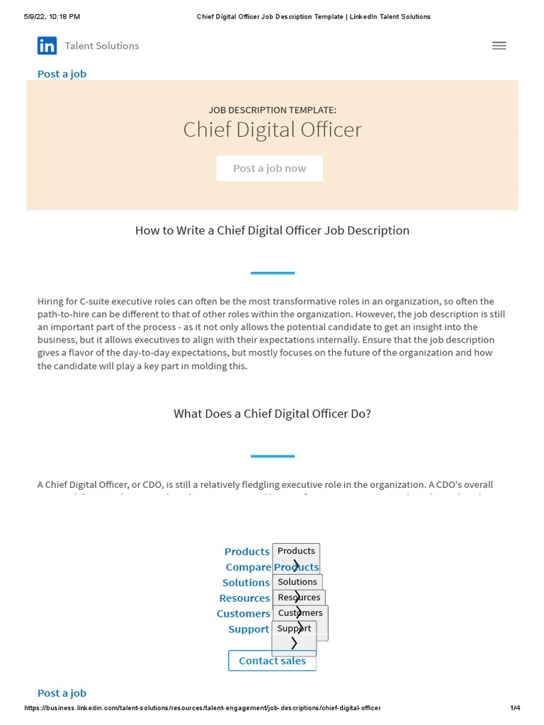 Chief Digital Officer Job Description Template LinkedIn Talent