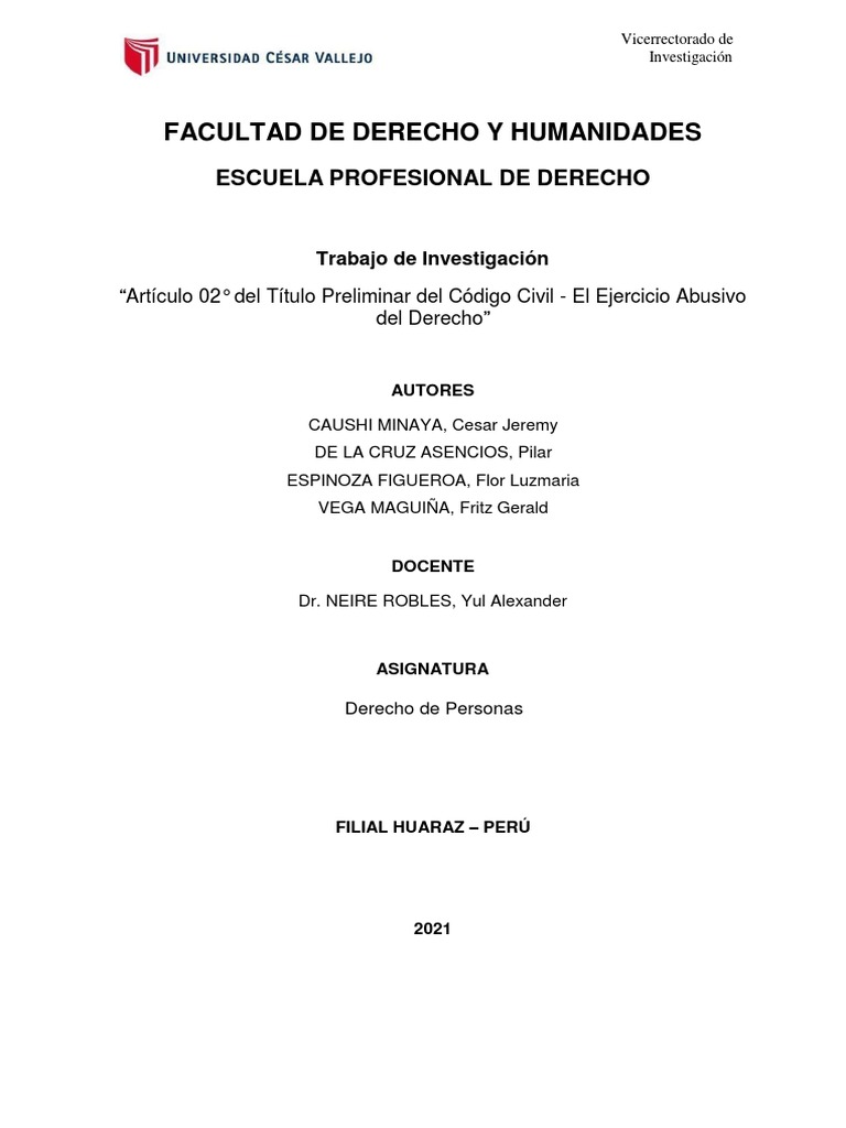 Abuso del Derecho en el Código Civil | PDF | Ley procesal | Derechos