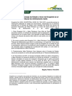 Sentencia Del Consejo de Estado A Favor de Ecopetrol en El Tribunal de Arbitramento Quifa