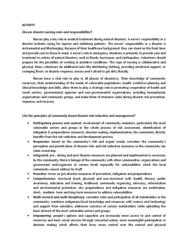 Leadership Roles In Disaster Nursing Pdf Emergency Management Nursing