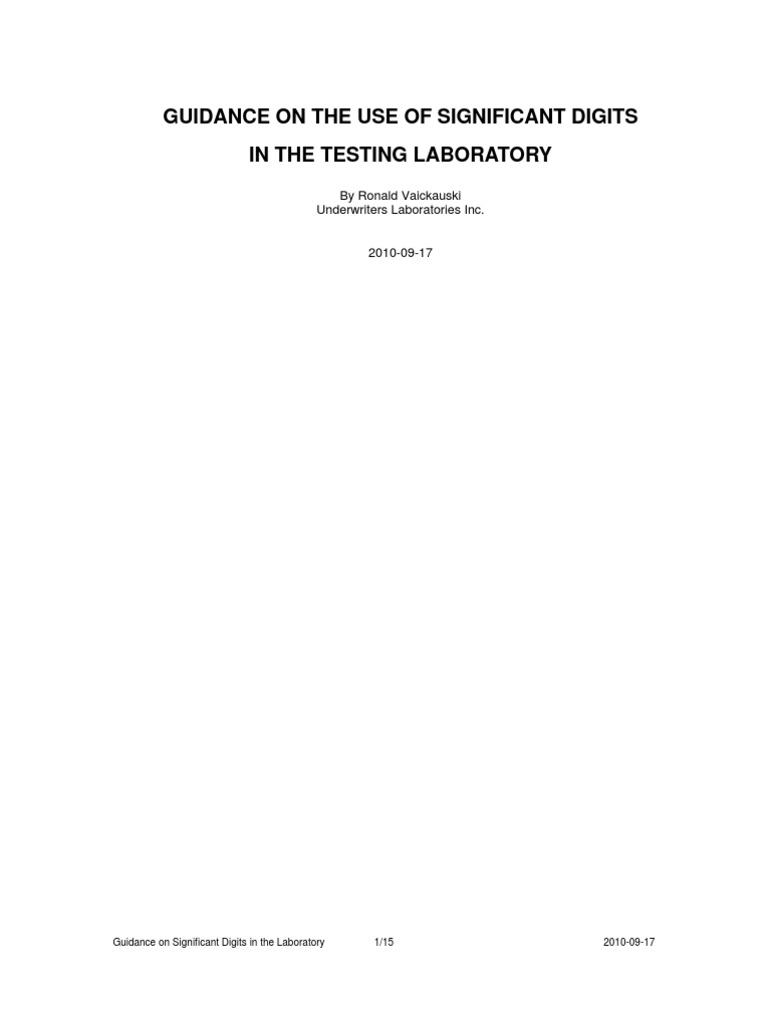 Guidance On Significant Digits in The Laboratory | PDF | Significant ...