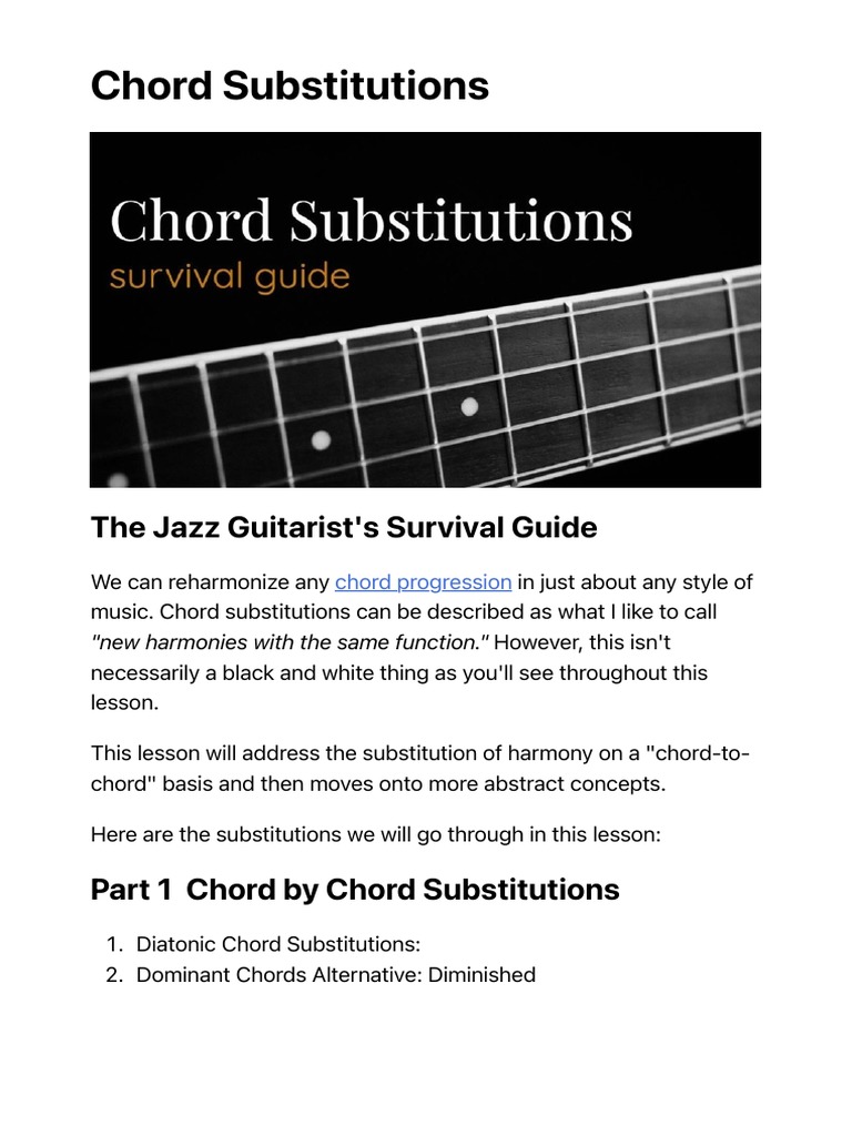 Chord Substitutions The Jazz Guitarist's Survival Guide PDF Chord