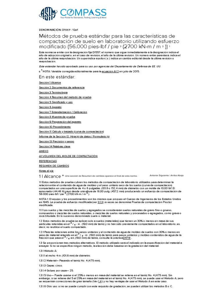 Astm d1557 12e1 proctor modificado espa ol pdf