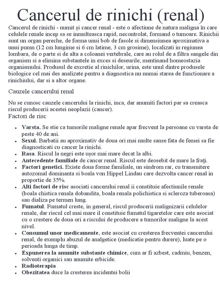 Cancerul de Rinichi | PDF