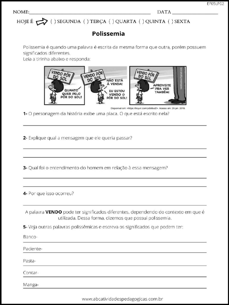 5º Ano - Polissemia | PDF
