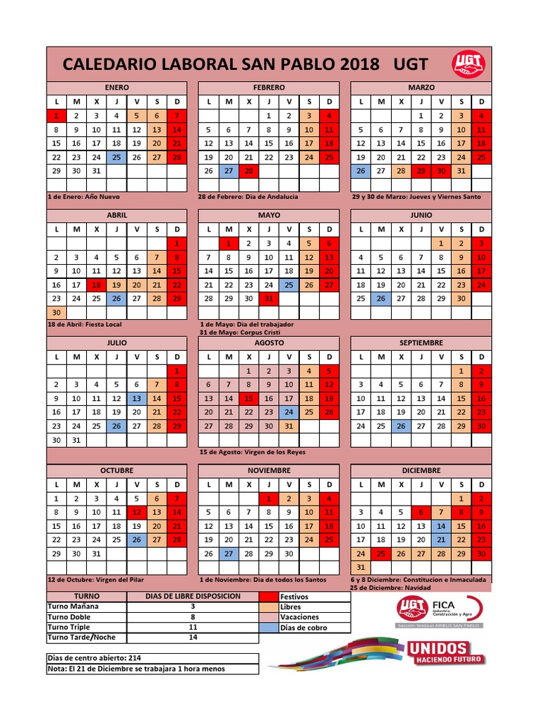 Calendario Laboral UGT PDF
