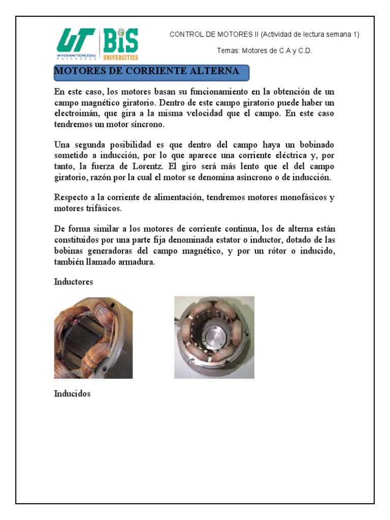 Motores de Corriente Alterna | PDF | Motor eléctrico | Inductor
