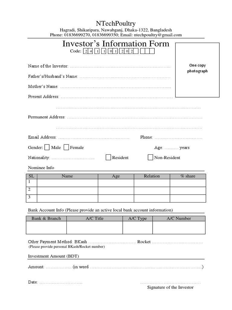 Investor Information Form PDF