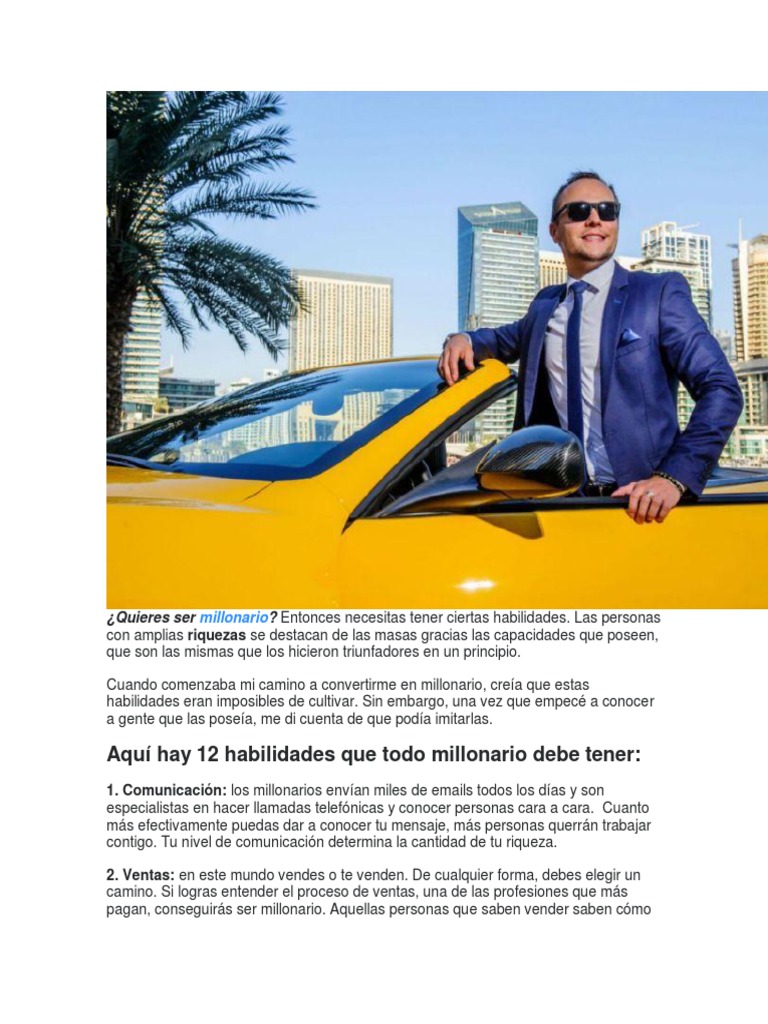 12 Habilidades para Ser Millonario | PDF | Liderazgo