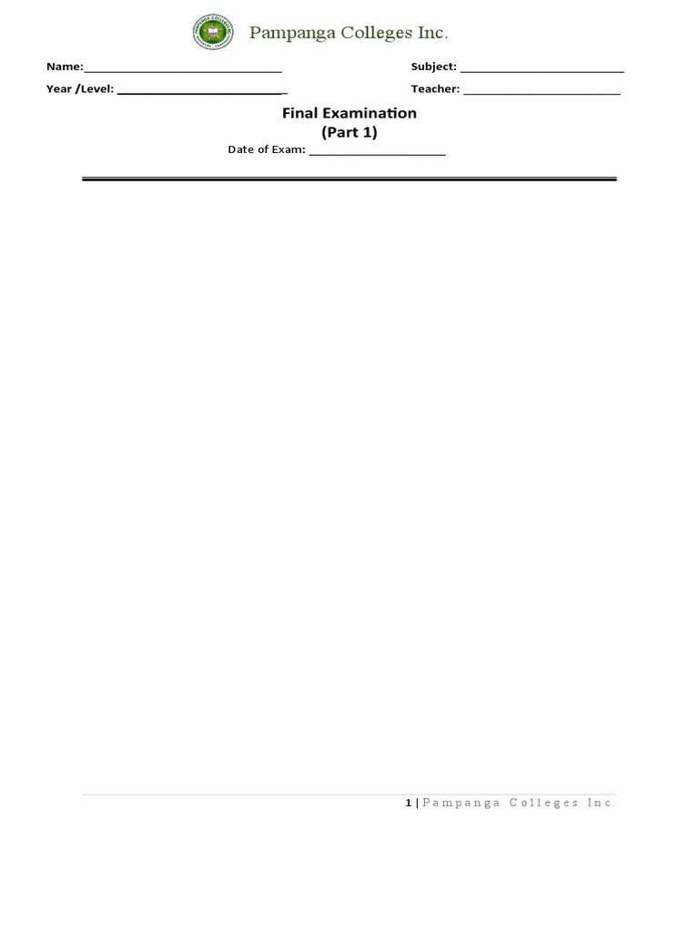 finalexamtemplate PDF