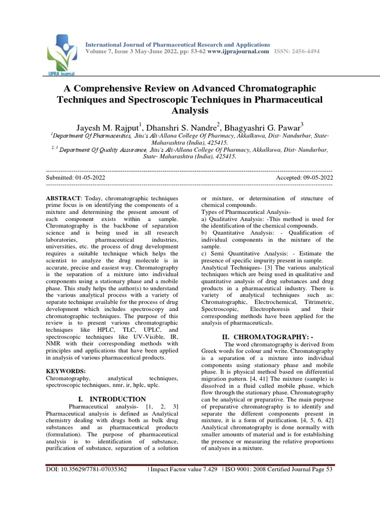 A Comprehensive Review On Advanced Chromatographic Techniques and