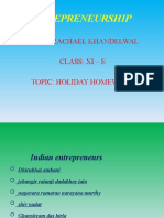 Entrepreneurship: Name: Rachael Khandelwal Class: Xi - E Topic: Holiday Homework