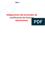 Obligaciones Del Proveedor de Certificación de Facturas Electrónicas