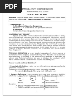 Instruction: A Separate Answer Sheet Is Provided With This LAS. Detach and Use The Answer