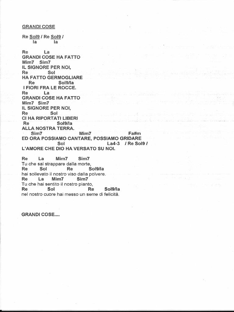 Grandi Cose Accordi PDF
