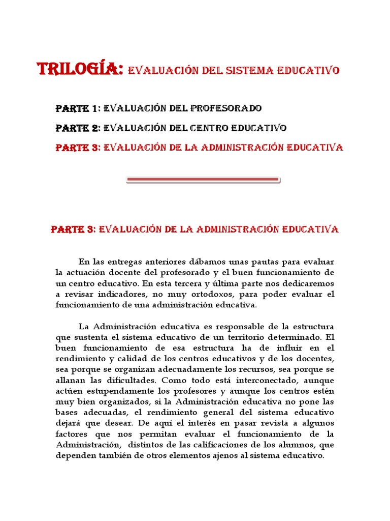 Evaluación de la Administración Educativa | PDF | Evaluación | Maestros