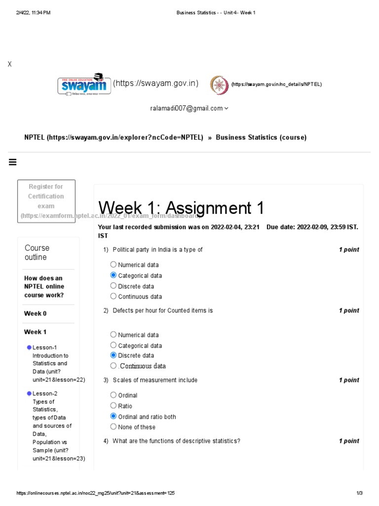 Business Statistics - Week 1 | PDF | Statistics | Level Of Measurement
