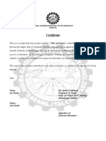Certificate: (University Regd. No) of Computer Science, Engineering & Applications Department, Indira