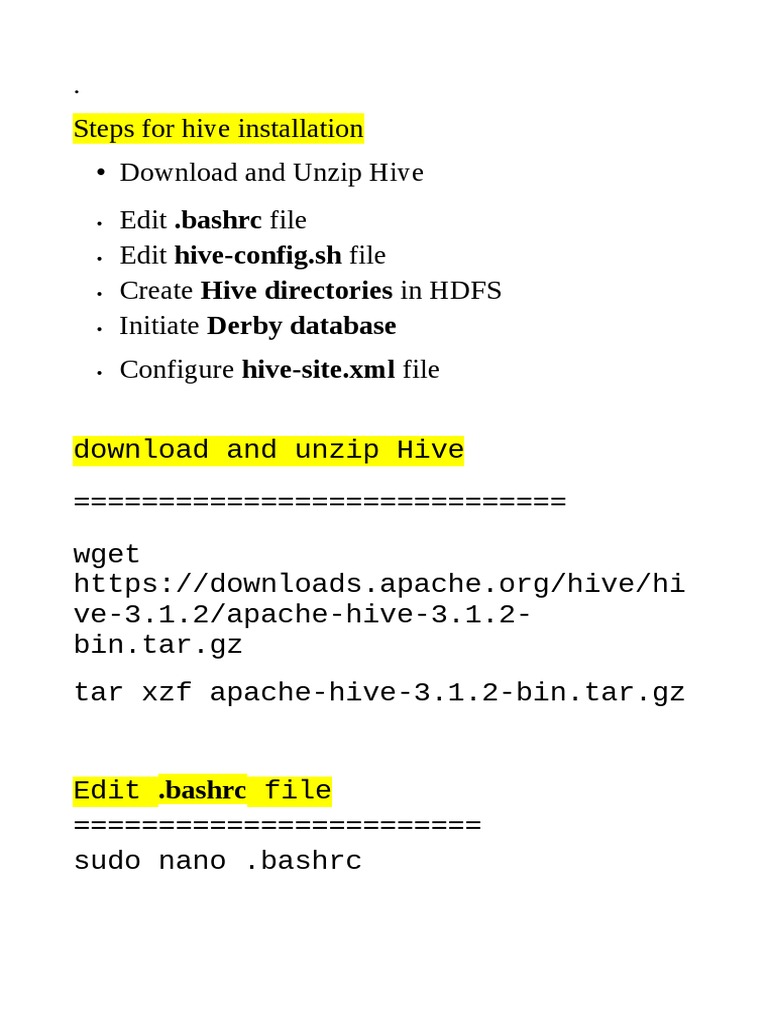 Hive Setup Guide for Developers | PDF