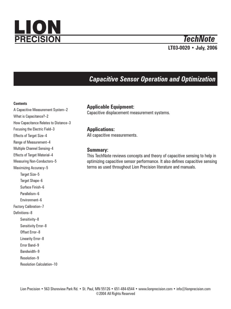 Capacitive Sensor Operation and Optimization | PDF | Capacitance ...