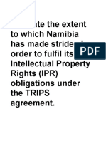 Evaluate The Extent To Which Namibia Has Made Strides in Order To Fulfil Its Intellectual Property Rights (IPR) Obligations Under The TRIPS Agreement