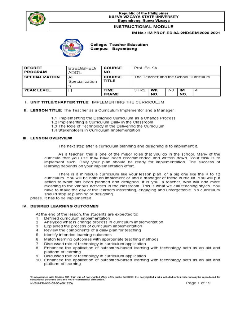 MODULE 4-Prof Ed 9A | PDF | Curriculum | Learning