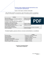 Calendario Académico preliminar  1º semestre 2022 docentes