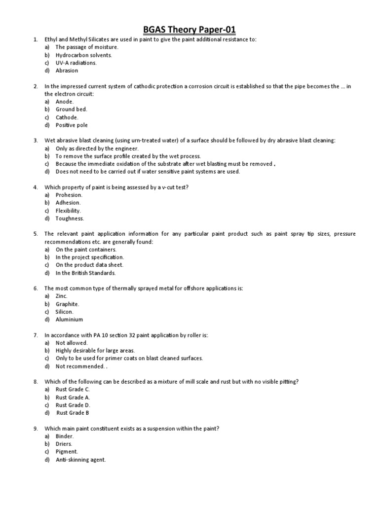 BGAS Theory Paper | PDF | Paint | Corrosion