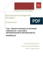 Universidad Nacional de Río Negro Especialización en Management Tecnológico Proyecto Final