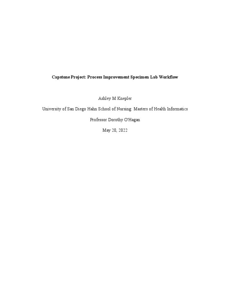 Capstone Project: Process Improvement Specimen Lab Workflow | PDF ...