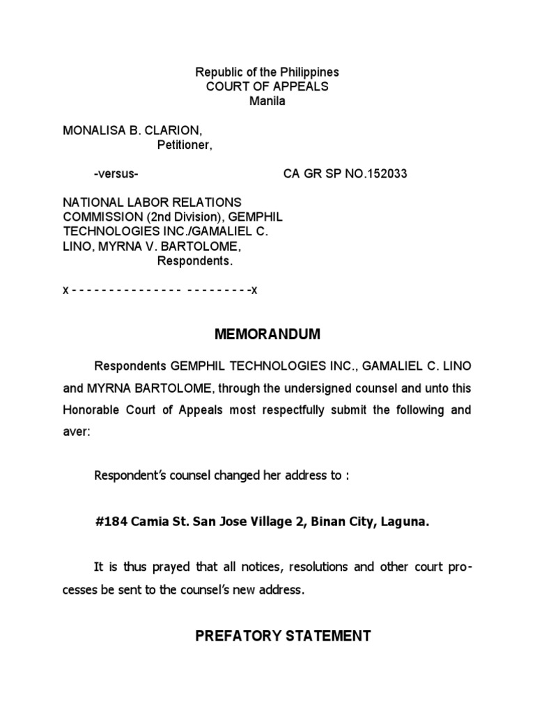 Clarion vs. Gemphil: Dismissal Appeal | PDF | Employment | Performance ...