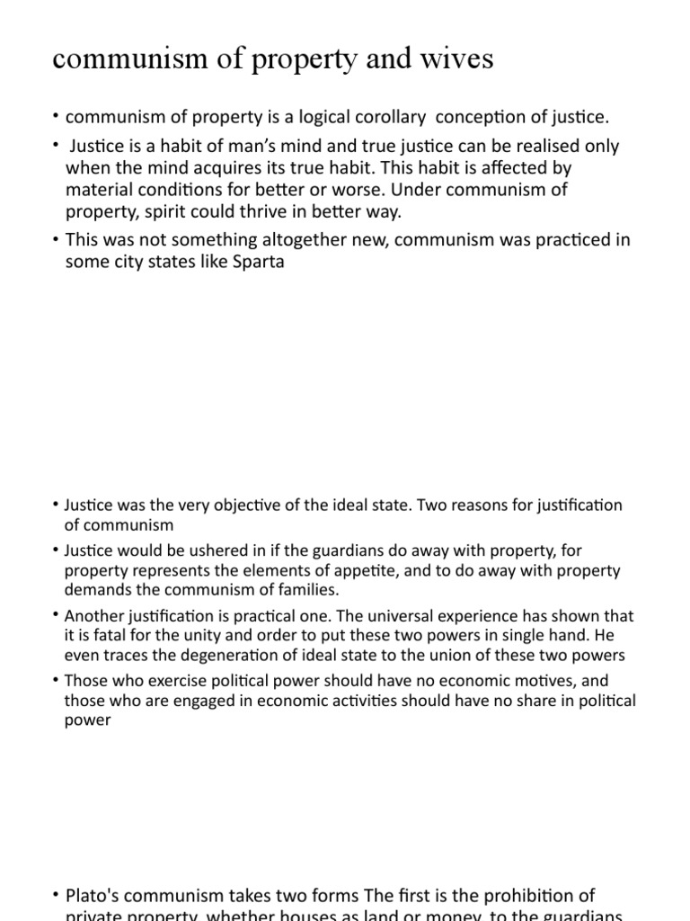 Communism of Property and Wives PDF Property Communism