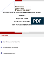 Indus Institute of Science Humanities & Liberal Studies Semester: I Subject: CALCULUS Faculty Name: Ronak Patel Unit-1-Partial Differentiation