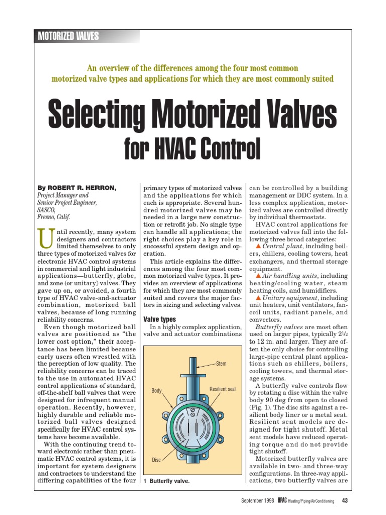Selecting Motorized Valves For HVAC Control PDF Valve Heat Exchanger