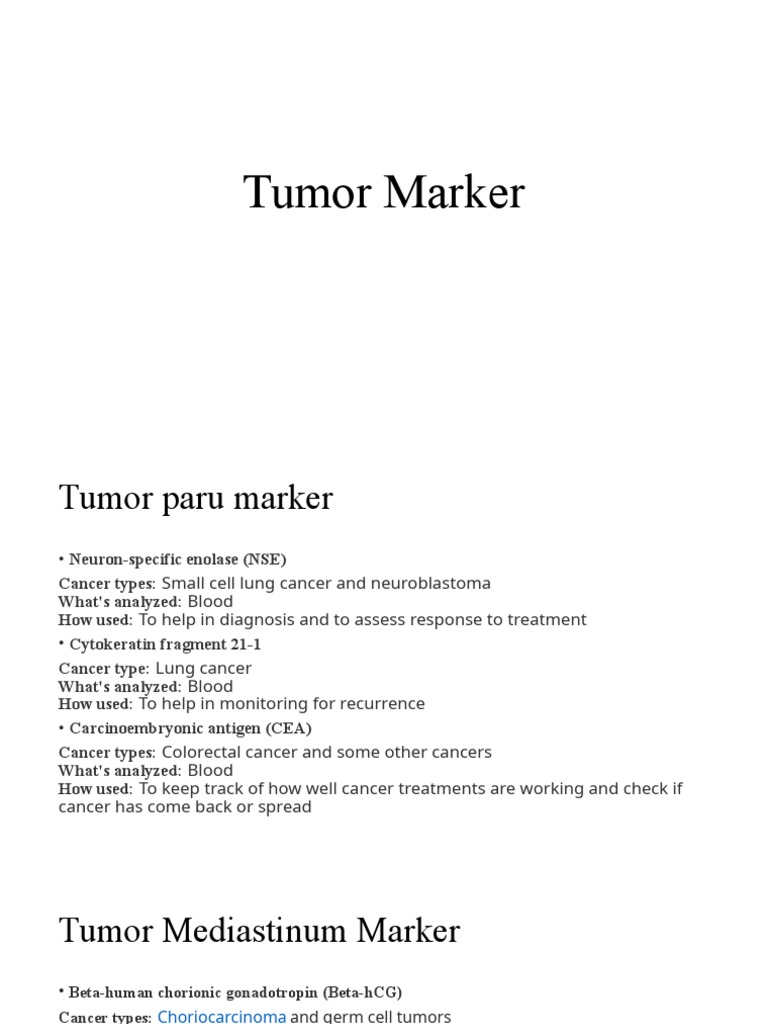 Tumor Markers for Cancer Diagnosis | PDF | Science & Mathematics