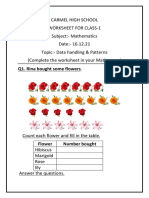 Carmel High School Worksheet For Class-1 Subject:-Mathematics Date: - 16.12.21 Topic: - Data Handling & Patterns (Complete The Worksheet in Your Maths Copy)