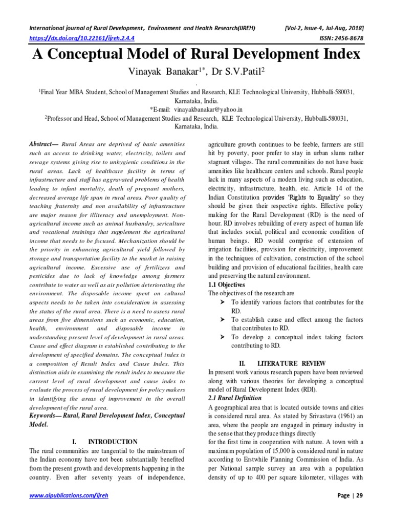 Conceptual Model for Rural Development Index | PDF | Agriculture ...