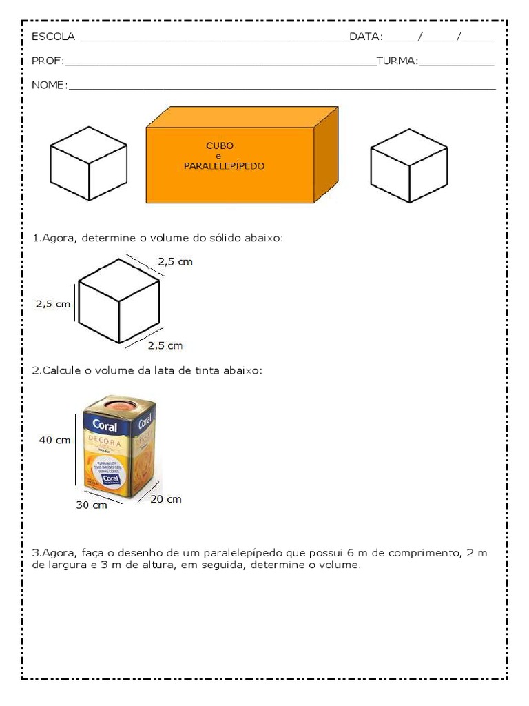 Cálculo de Volume de Sólidos Geométricos | PDF | Carreira e Crescimento ...