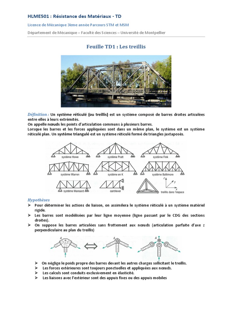 Treillis en Mécanique : Exercices et Concepts | PDF | Résistance des ...