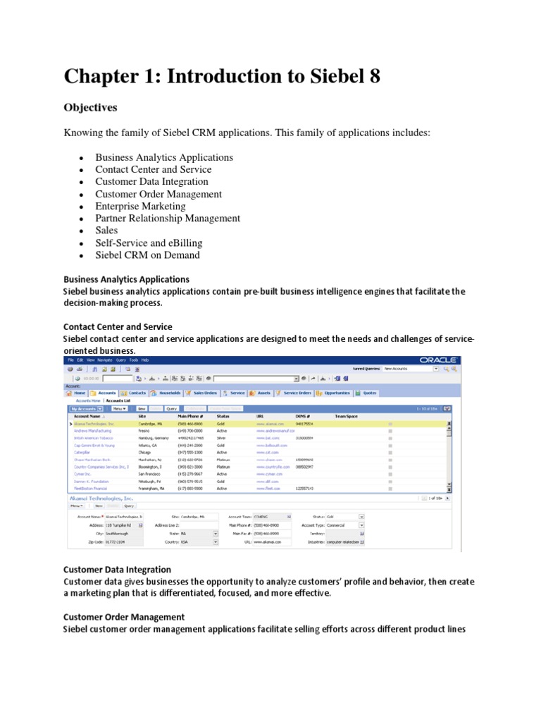 Siebel 8 CRM Training Overview | PDF