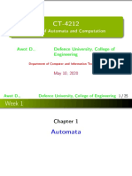 Theory of Automata and Computation: Awot D., Defence University, College of Engineering