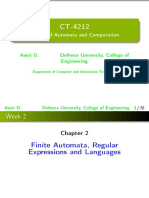 Theory of Automata and Computation: Awot D. Defence University, College of Engineering