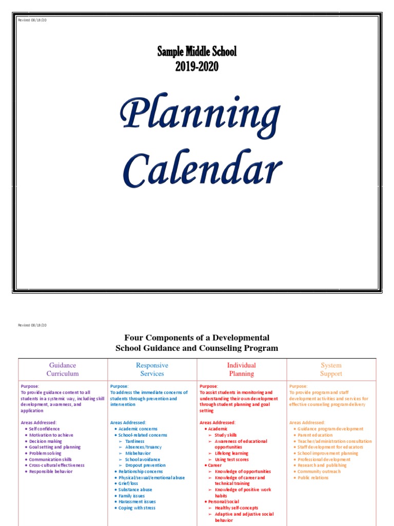 Sample Calendar PDF School Counselor Academic Term