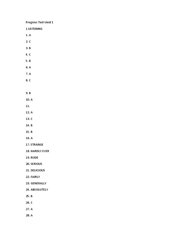 Progress Test LEVEL B1 | PDF
