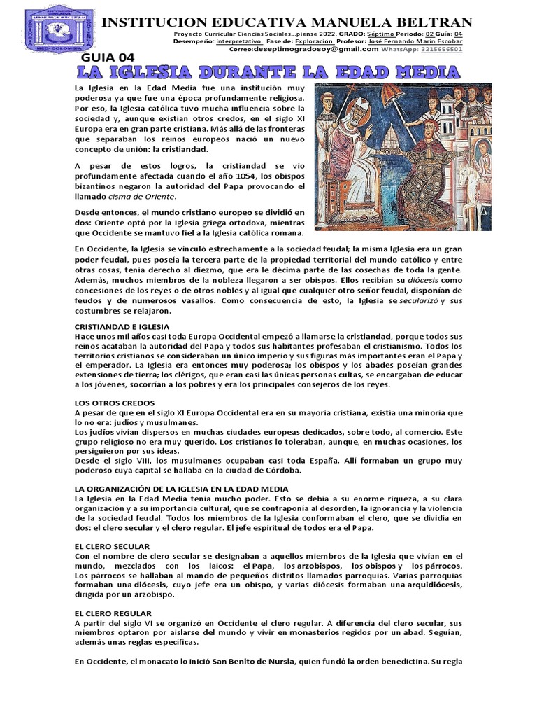 Estructura del Clero en la Edad Media | PDF | Iglesia Católica | Edades ...
